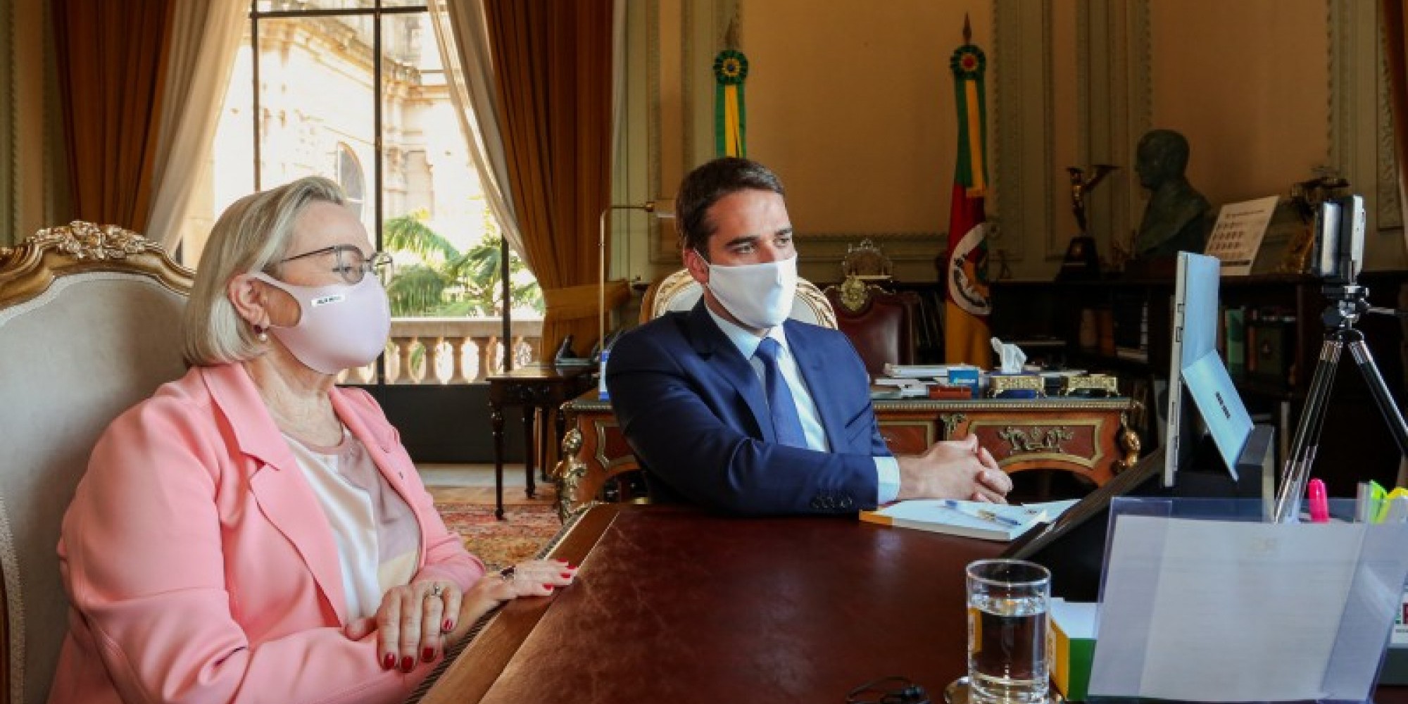 Leite e secretária Arita participaram de reunião virtual do Fórum de Governadores com o ministro da Saúde 