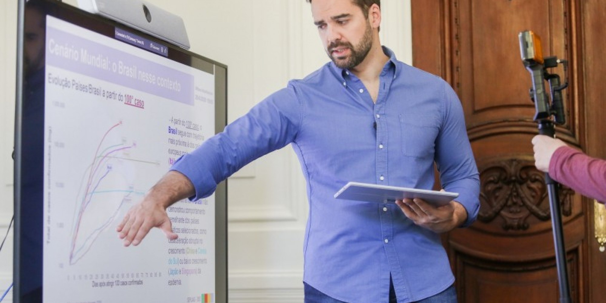 Na transmissão pela internet, governador comparou avanço dos caso de coronavírus em países e nos Estados