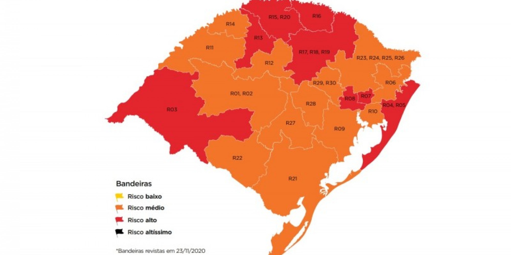 Do total de 263 municípios em bandeira laranja, 125 podem adotar protocolos de bandeira amarela