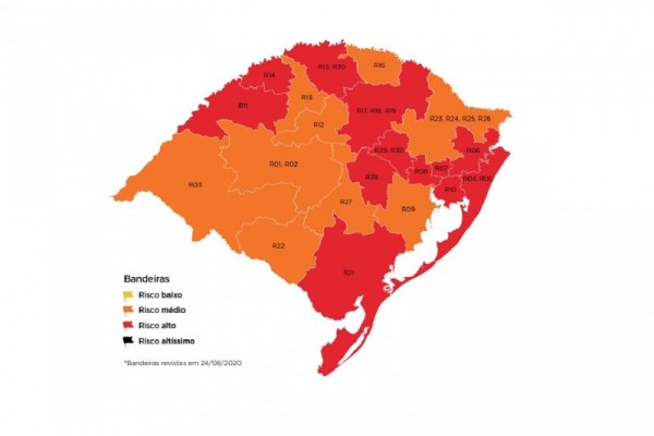 Mapa do Distanciamento Controlado após Gabinete de Crise ter aceito um pedido de reconsideração 