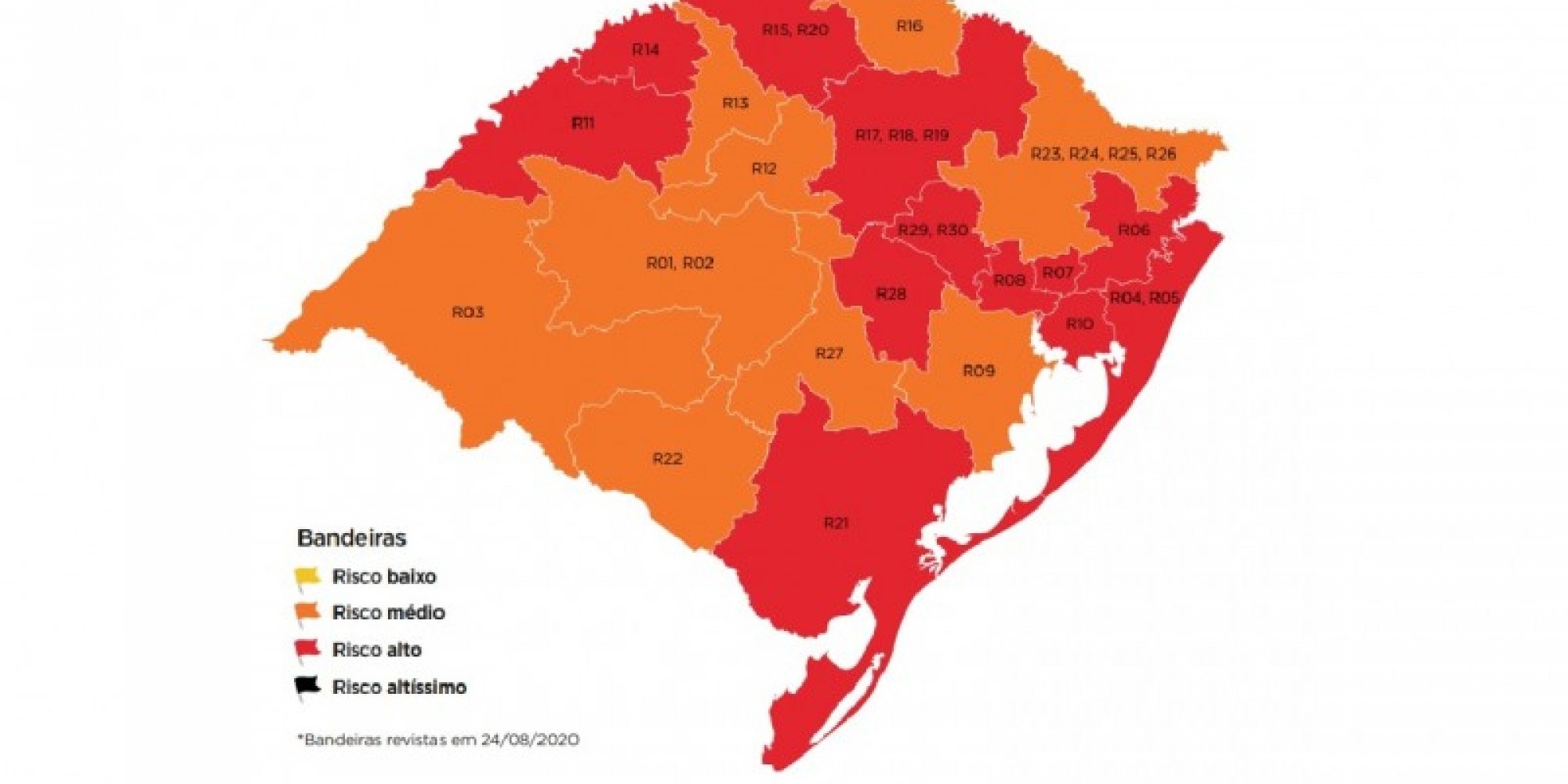 Mapa do Distanciamento Controlado após Gabinete de Crise ter aceito um pedido de reconsideração 