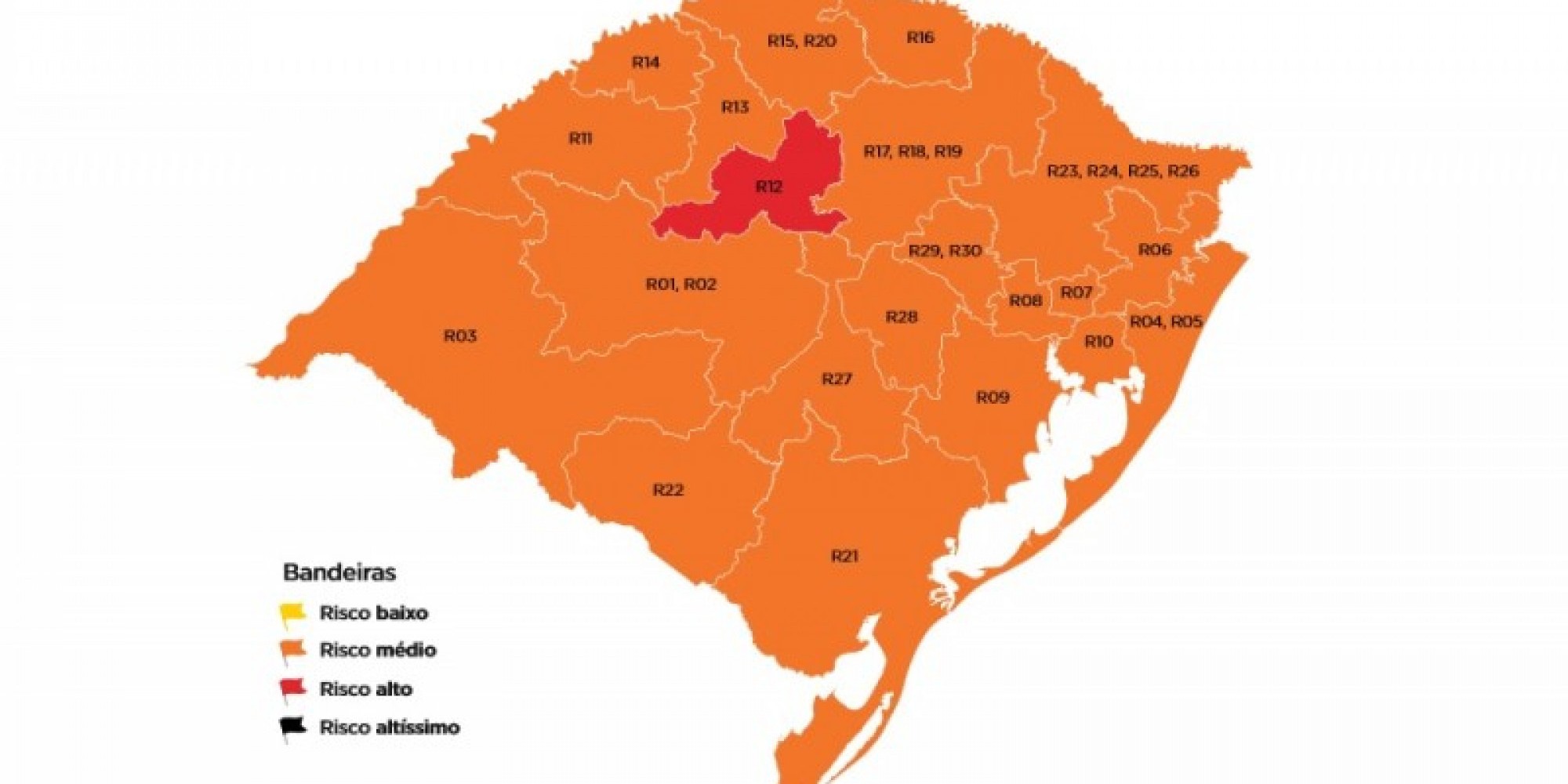 Das 21 regiões Covid, apenas Uruguaiana, Bagé e Guaíba não aderiram ao sistema compartilhado
