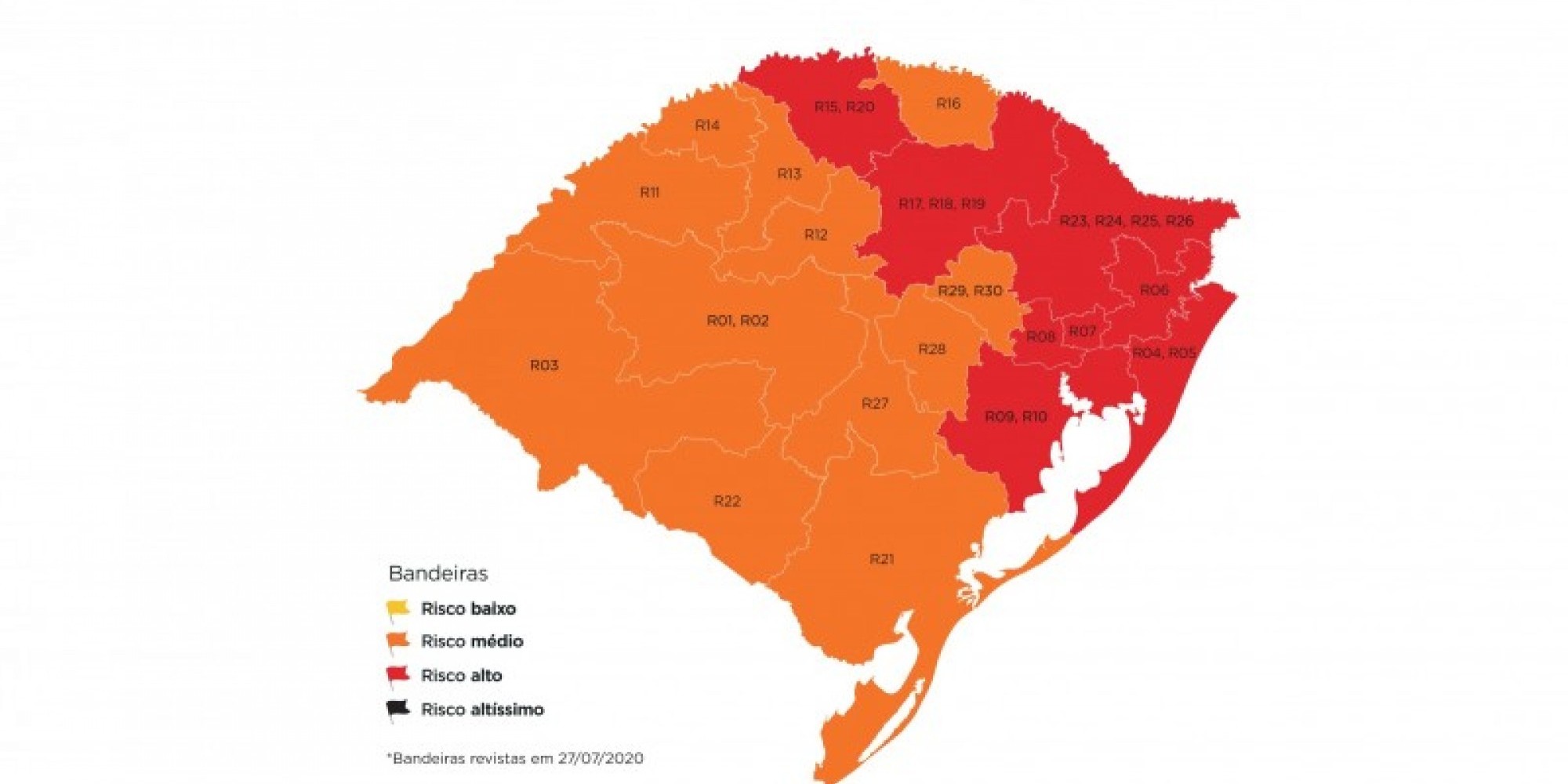  Mapa da 12ª semana do Distanciamento Controlado após aceitação de recursos encaminhados por prefeituras ou associações