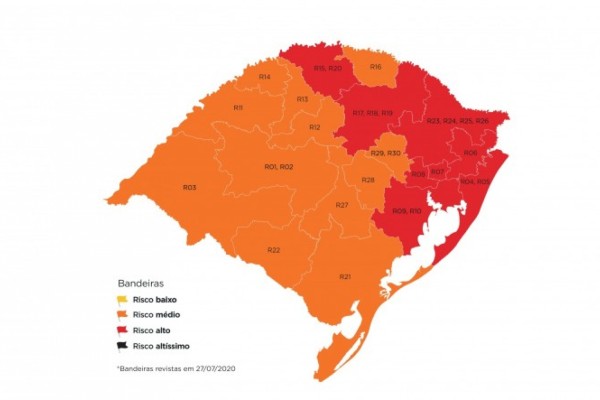  Mapa da 12ª semana do Distanciamento Controlado após aceitação de recursos encaminhados por prefeituras ou associações
