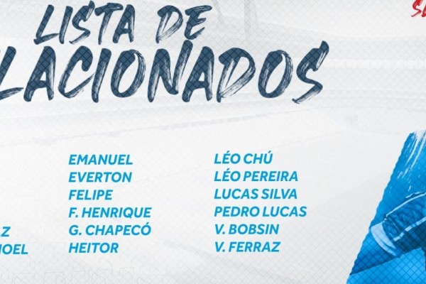 Relação foi divulgada pelo clube 