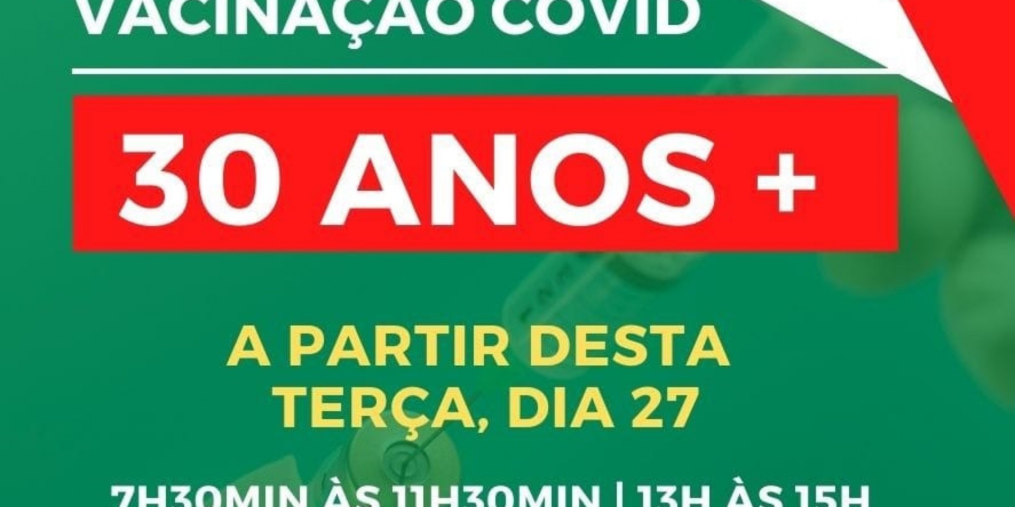 Imunização ocorre a partir desta terça-feira (27) 