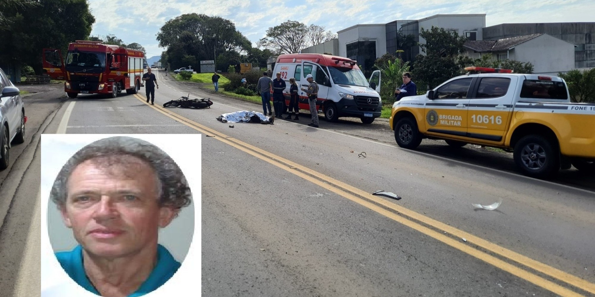 Nilo Bagatini, de 64 anos, era natural e morador de Encantado e conduzia uma Honda 160 Bros antes de colidir frontalmente com um caminhão, na manhã desta segunda-feira (19). Nilo Bagatini, de 64 anos, era natural e morador de Encantado e conduzia uma Honda 160 Bros antes de colidir frontalmente com um caminhão, na manhã desta segunda-feira (19).