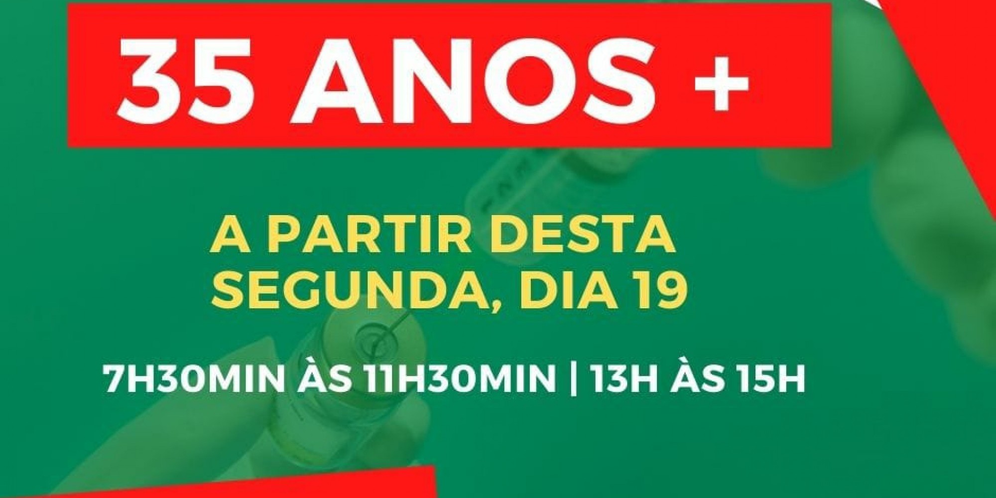 Novo público pode se vacinar a partir desta segunda-feira (19) 