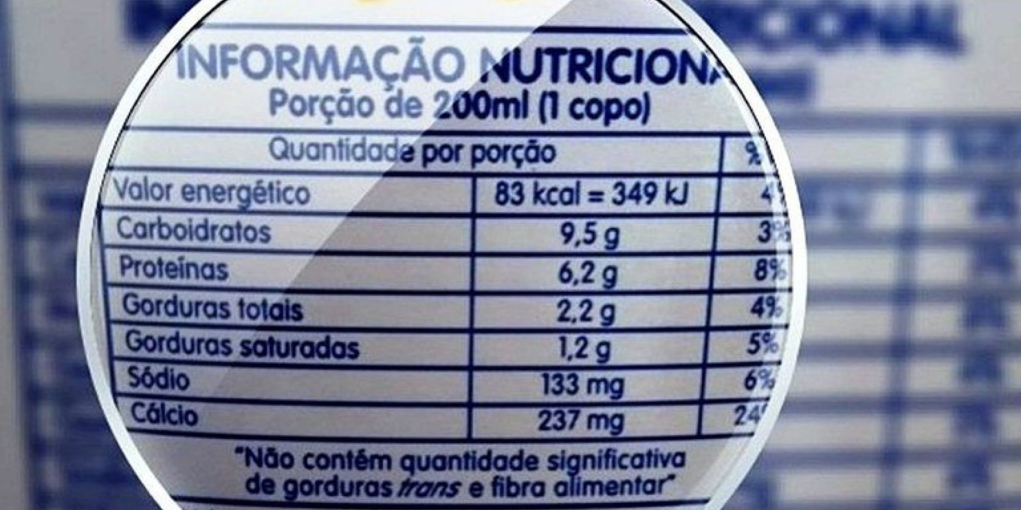  Ao lado do desenho de uma lupa virá o aviso se o produto tem grande concentração de açúcares adicionados, gorduras saturadas e sódio 