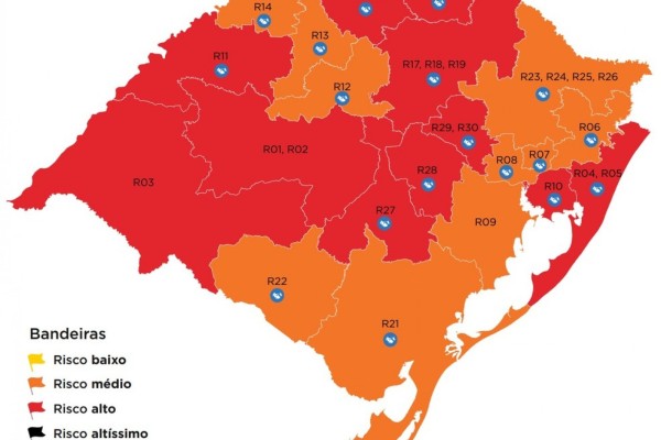 DISTANCIAMENTO CONTROLADO: Mapa definitivo deixa 11 regiões em bandeira vermelha 