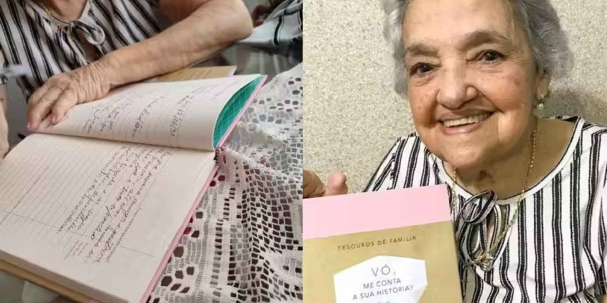 Idosa de 92 anos escreve livro à mão para netos